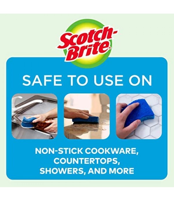 Scotch-Brite Non-Scratch Scrub Sponges, 6 Scrub Sponges, Lasts 50% Longer than the Leading National Value Brand