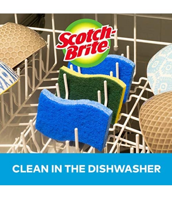 Scotch-Brite Non-Scratch Scrub Sponges, 6 Scrub Sponges, Lasts 50% Longer than the Leading National Value Brand