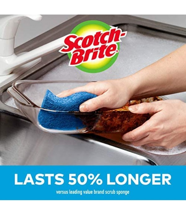Scotch-Brite Non-Scratch Scrub Sponges, 6 Scrub Sponges, Lasts 50% Longer than the Leading National Value Brand
