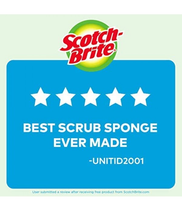 Scotch-Brite Non-Scratch Scrub Sponges, 6 Scrub Sponges, Lasts 50% Longer than the Leading National Value Brand