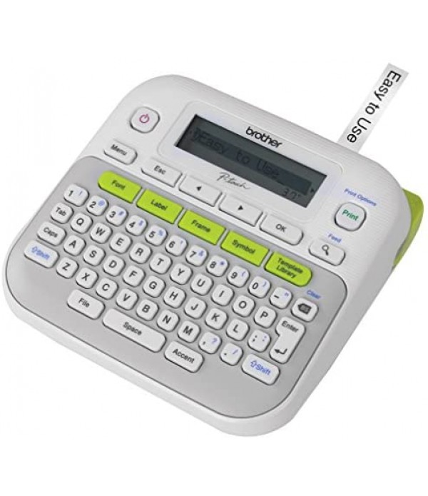 Brother P-touch, PTD210, Easy-to-Use Label Maker, One-Touch Keys, Multiple Font Styles, 27 User-Friendly Templates, White