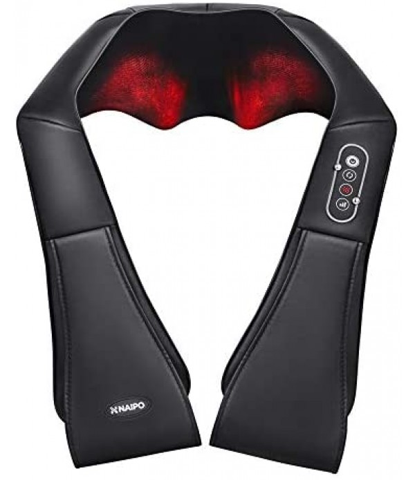 Naipo Shiatsu Back and Neck Massager with Heat Deep Kneading Massage for Neck, Back, Shoulder, Foot and Legs, Use at Home, Car, Office