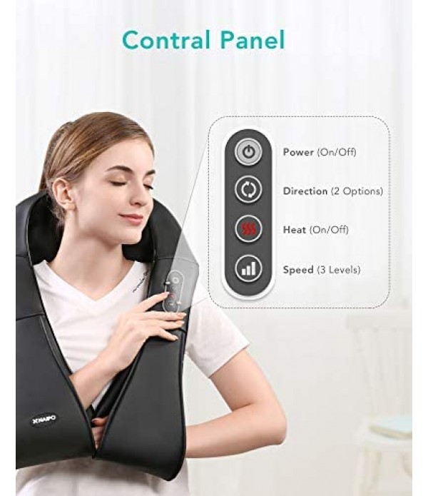Naipo Shiatsu Back and Neck Massager with Heat Deep Kneading Massage for Neck, Back, Shoulder, Foot and Legs, Use at Home, Car, Office