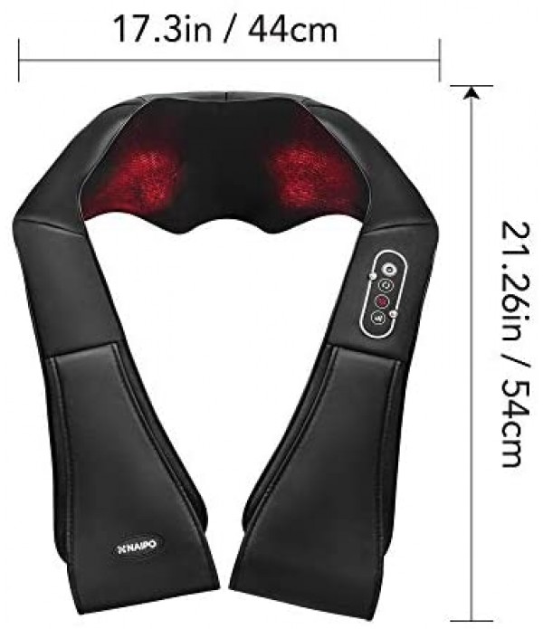 Naipo Shiatsu Back and Neck Massager with Heat Deep Kneading Massage for Neck, Back, Shoulder, Foot and Legs, Use at Home, Car, Office