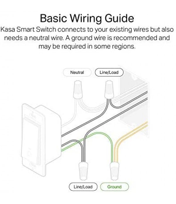 Kasa Smart (HS200) Light Switch by TP-Link, Single Pole, Needs Neutral Wire, 2.4Ghz WiFi Light Switch Works with Alexa and Google Assistant, UL Certified, 1-Pack, White