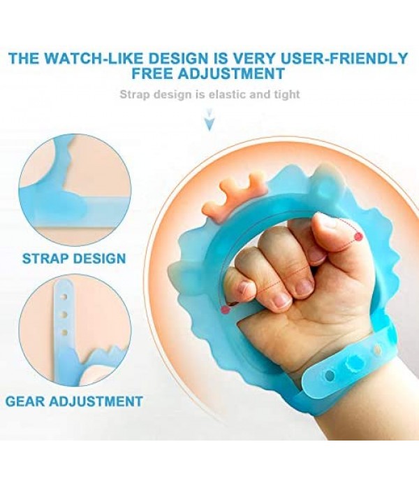 Baby Teething Toys for 0-6 and 6-12 Months Teethers 3packs for Infants, BPA-Free, Eco-Friendly Non-Toxic Silicone, Adjustable Wristband Chew Natural teethers for Babies