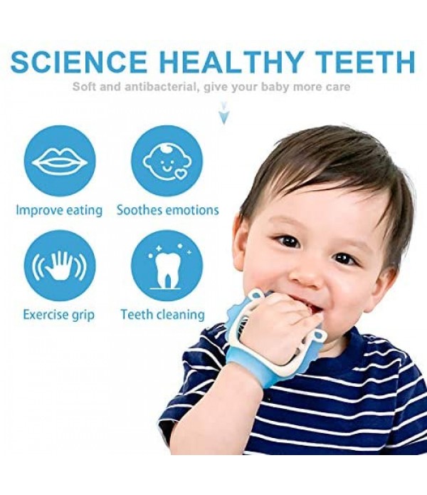 Baby Teething Toys for 0-6 and 6-12 Months Teethers 3packs for Infants, BPA-Free, Eco-Friendly Non-Toxic Silicone, Adjustable Wristband Chew Natural teethers for Babies