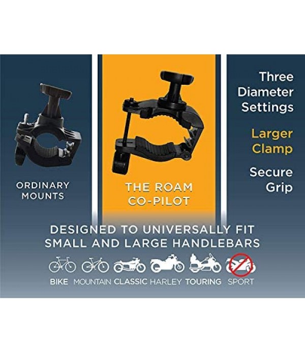 Roam Universal Premium Bike Phone Mount for Motorcycle - Bike Handlebars, Adjustable, Fits iPhone 11, X, XR, 8 | 8 Plus, 7 | 7 Plus, 6s Plus | Galaxy, S10, S9, S8, Holds Phones Up to 3.5" Wide