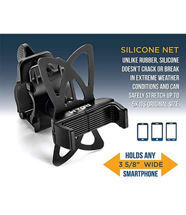 Roam Universal Premium Bike Phone Mount for Motorcycle - Bike Handlebars, Adjustable, Fits iPhone 11, X, XR, 8 | 8 Plus, 7 | 7 Plus, 6s Plus | Galaxy, S10, S9, S8, Holds Phones Up to 3.5" Wide
