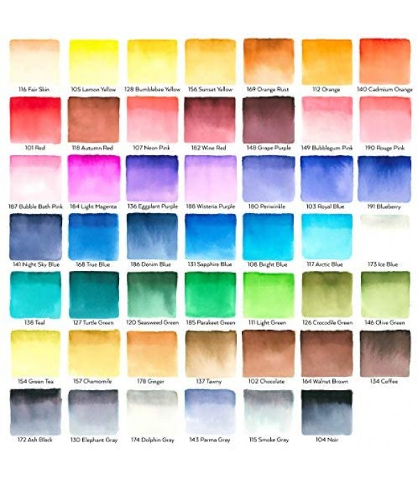 Arteza Real Brush Pens, 48 Colors for Watercolor Painting with Flexible Nylon Brush Tips, Paint Markers for Coloring, Calligraphy and Drawing with Water Brush for Artists and Beginner Painters