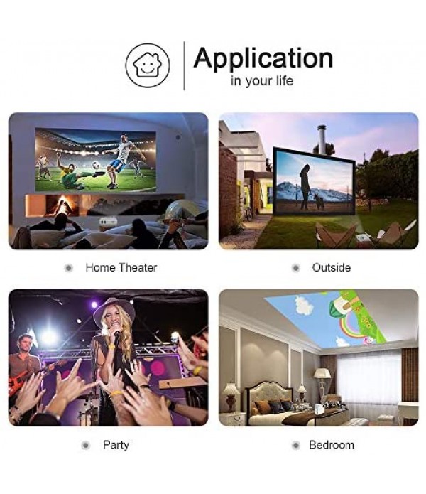 DR. J Professional HI-04 Mini Projector Outdoor Movie Projector with 100Inch Projector Screen, 1080P Supported Compatible with TV Stick, Video Games, HDMI,USB,TF,VGA,AUX,AV [Latest Upgrade]