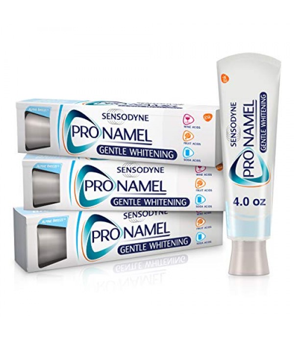 Sensodyne Pronamel Gentle Teeth Whitening Enamel Toothpaste for Sensitive Teeth, to Reharden and Strengthen Enamel, Alpine Breeze - 4 Ounces (Pack of 3)