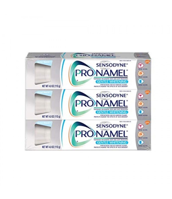 Sensodyne Pronamel Gentle Teeth Whitening Enamel Toothpaste for Sensitive Teeth, to Reharden and Strengthen Enamel, Alpine Breeze - 4 Ounces (Pack of 3)
