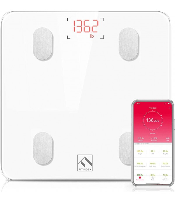 FITINDEX Bluetooth Body Fat Scale, Smart Wireless ...