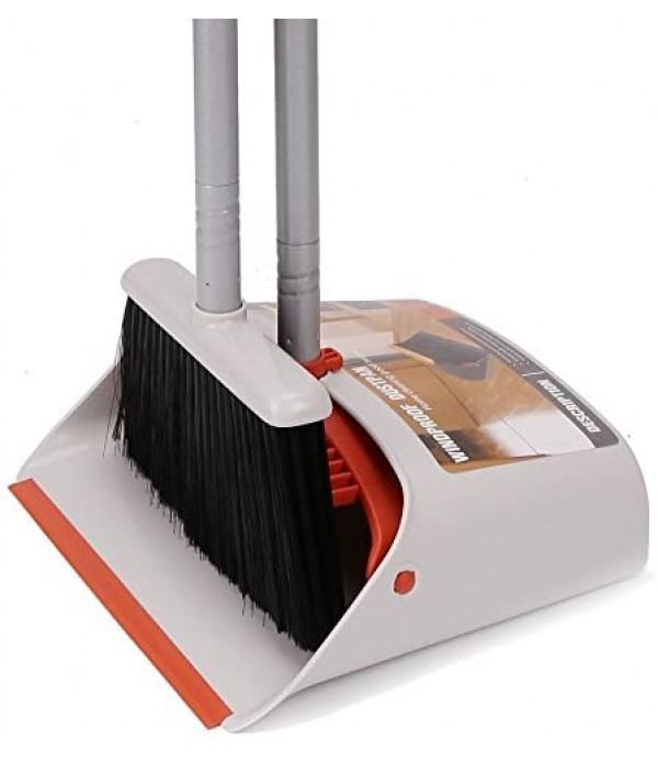 Broom and Dustpan/Broom with Dustpan Combo Set,Standing Dustpan Dust Pan with Long Handle 40"/52" for Home Kitchen Room Office Lobby Indoor Floor Cleaning Broom Dustpan Set Upright