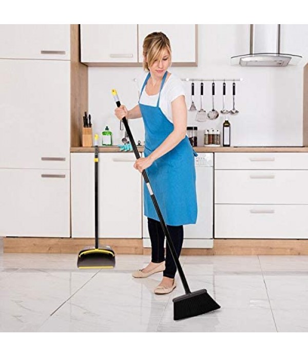 Broom and Dustpan/Broom with Dustpan Combo Set,Standing Dustpan Dust Pan with Long Handle 40"/52" for Home Kitchen Room Office Lobby Indoor Floor Cleaning Broom Dustpan Set Upright