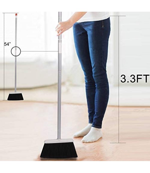 Broom and Dustpan/Broom with Dustpan Combo Set,Standing Dustpan Dust Pan with Long Handle 40"/52" for Home Kitchen Room Office Lobby Indoor Floor Cleaning Broom Dustpan Set Upright