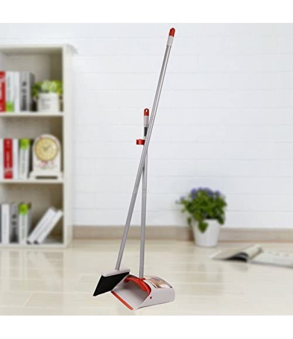 Broom and Dustpan/Broom with Dustpan Combo Set,Standing Dustpan Dust Pan with Long Handle 40"/52" for Home Kitchen Room Office Lobby Indoor Floor Cleaning Broom Dustpan Set Upright