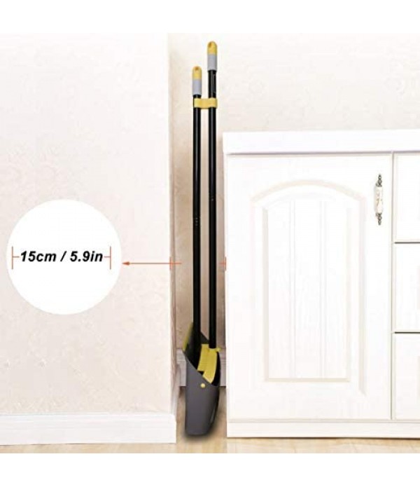 Broom and Dustpan/Broom with Dustpan Combo Set,Standing Dustpan Dust Pan with Long Handle 40"/52" for Home Kitchen Room Office Lobby Indoor Floor Cleaning Broom Dustpan Set Upright