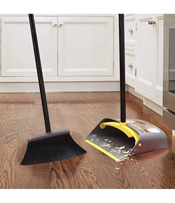 Broom and Dustpan/Broom with Dustpan Combo Set,Standing Dustpan Dust Pan with Long Handle 40"/52" for Home Kitchen Room Office Lobby Indoor Floor Cleaning Broom Dustpan Set Upright