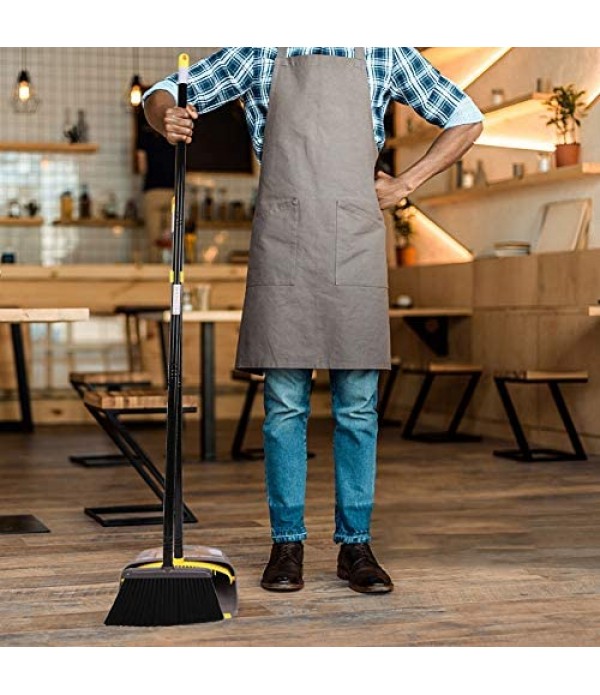 Broom and Dustpan/Broom with Dustpan Combo Set,Standing Dustpan Dust Pan with Long Handle 40"/52" for Home Kitchen Room Office Lobby Indoor Floor Cleaning Broom Dustpan Set Upright