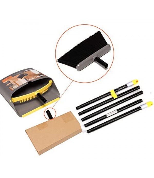 Broom and Dustpan/Broom with Dustpan Combo Set,Standing Dustpan Dust Pan with Long Handle 40"/52" for Home Kitchen Room Office Lobby Indoor Floor Cleaning Broom Dustpan Set Upright