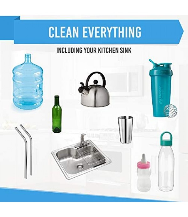 Bottle Brush Cleaner 5 Pack - Long Water Bottle and Straw Cleaning Brush - Kitchen Wire Scrub Set for Washing, Wine Decanter, Baby, Kombucha, Pipes, Hydro Flask Tumbler, Sinks, Beer Brewing Supplies