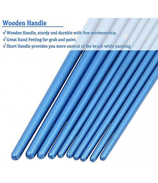 BOSOBO Paint Brushes Set, 2 Pack 20 Pcs Round Pointed Tip Paintbrushes Nylon Hair Artist Acrylic Paint Brushes for Acrylic Oil Watercolor, Face Nail Art, Miniature Detailing & Rock Painting, Blue
