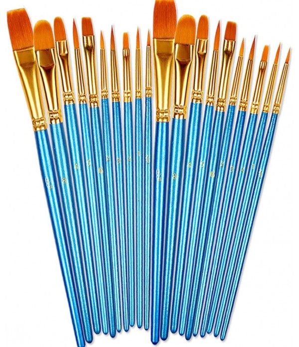 BOSOBO Paint Brushes Set, 2 Pack 20 Pcs Round Poin...