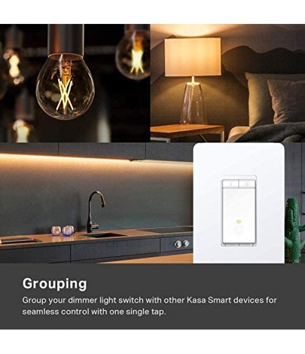 Kasa Smart Dimmer Switch by TP-Link, Single Pole, Needs Neutral Wire, WiFi Light Switch for LED Lights, Works with Alexa and Google Assistant, UL Certified, 3-Pack(HS220P3)