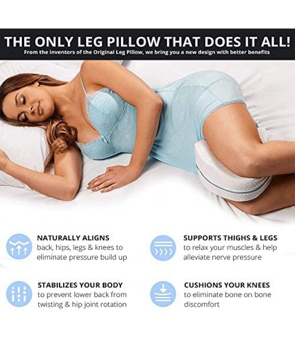 Contour Legacy Legacy Leg & Knee Foam Support Pillow - Soothing Pain Relief for Sciatica, Back, Hips, Knees, Joints & Pregnancy - As Seen on TV (Leg Pillow Only, Ventilated Memory Foam)