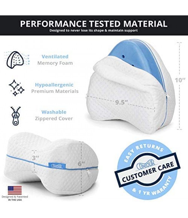 Contour Legacy Legacy Leg & Knee Foam Support Pillow - Soothing Pain Relief for Sciatica, Back, Hips, Knees, Joints & Pregnancy - As Seen on TV (Leg Pillow Only, Ventilated Memory Foam)