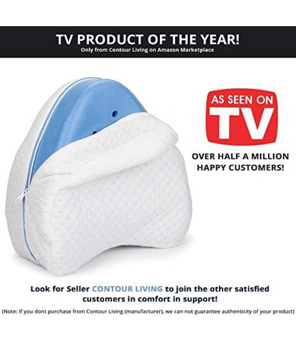 Contour Legacy Legacy Leg & Knee Foam Support Pillow - Soothing Pain Relief for Sciatica, Back, Hips, Knees, Joints & Pregnancy - As Seen on TV (Leg Pillow Only, Ventilated Memory Foam)