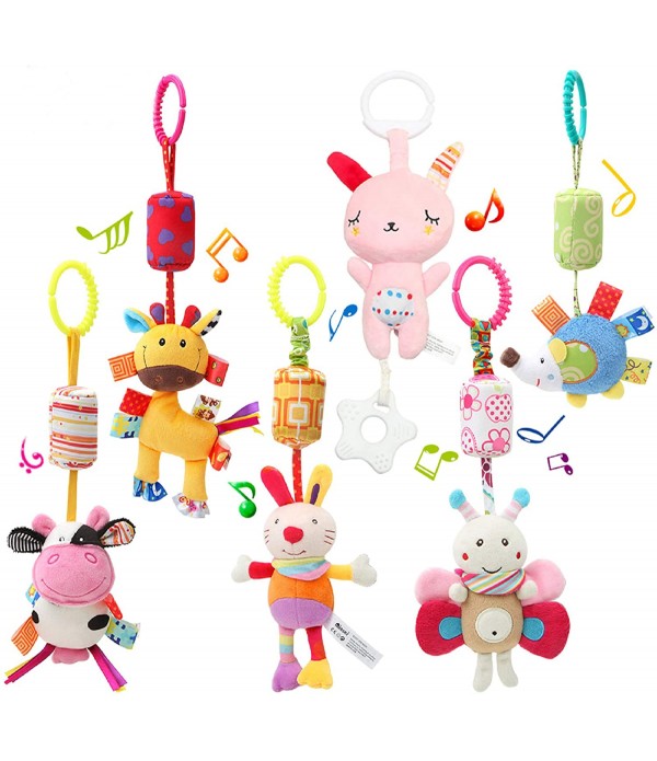WILNARA 6 Pack Rattle Toys Hanging Bell Animal + M...