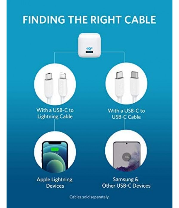 [Upgraded] Anker Nano iPhone Charger, 20W PIQ 3.0 Durable Compact Fast Charger, PowerPort III USB-C Charger for iPhone 12/12 Mini/12 Pro/12 Pro Max, Galaxy, Pixel 4/3, iPad Pro, AirPods Pro, and More