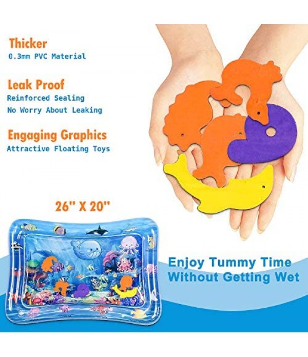 Infinno Inflatable Tummy Time Mat Premium Baby Water Play Mat for Infants and Toddlers Baby Toys for 3 to 24 Months, Strengthen Your Baby's Muscles, Portable