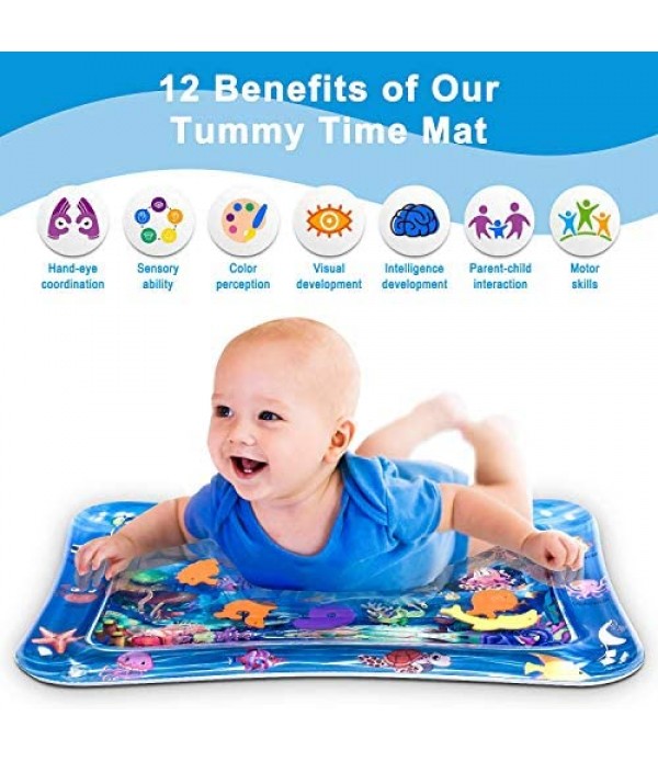Infinno Inflatable Tummy Time Mat Premium Baby Water Play Mat for Infants and Toddlers Baby Toys for 3 to 24 Months, Strengthen Your Baby's Muscles, Portable