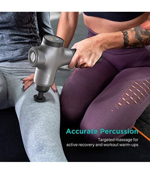 Massager Gun Deep Tissue Percussion Muscle Massage for Pain Relief, Super Quiet Portable Neck Back Body Relaxation Electric Drill Sport Massager Brushless Motor with 7 Attachment 5 Speeds Mebak3
