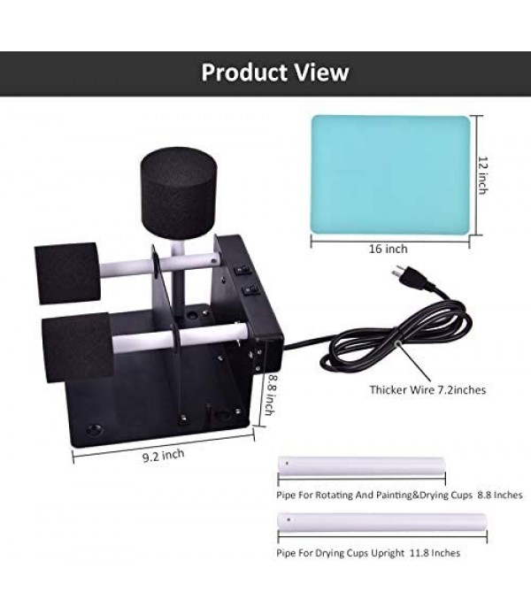 Double Cup Turner for Crafts Tumbler- Cuptisserie Kit, Cup Spinner Machine for DIY Glitter Epoxy Crafts Tumblers with Independent Switch and Silent Motor,Abundant Accessories
