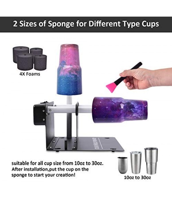 Double Cup Turner for Crafts Tumbler- Cuptisserie Kit, Cup Spinner Machine for DIY Glitter Epoxy Crafts Tumblers with Independent Switch and Silent Motor,Abundant Accessories