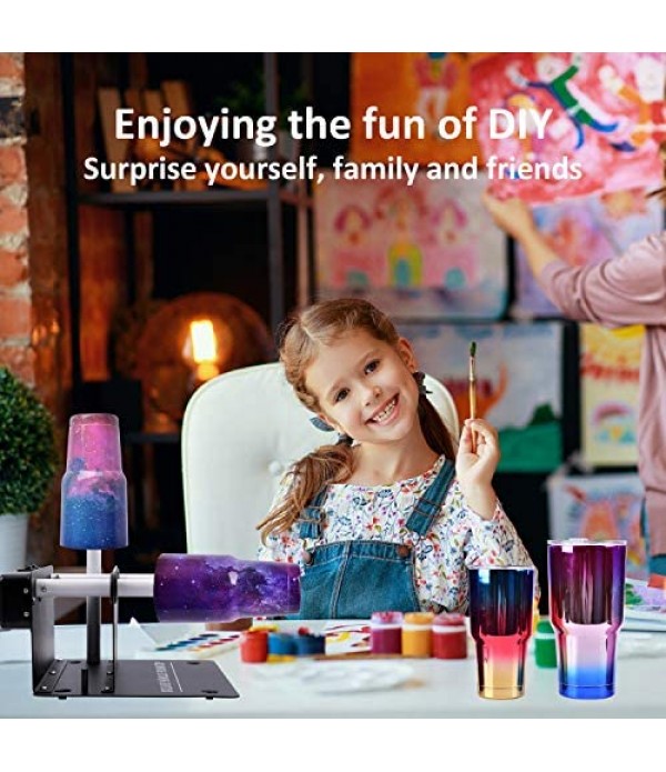 Double Cup Turner for Crafts Tumbler- Cuptisserie Kit, Cup Spinner Machine for DIY Glitter Epoxy Crafts Tumblers with Independent Switch and Silent Motor,Abundant Accessories
