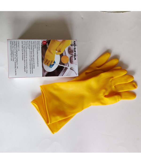 Fuduuiu Rubber Household Gloves Cleaning Gloves, Reusable Natural Rubber Dish Gloves, Non-Slip Gloves for Kitchen and Household Parent