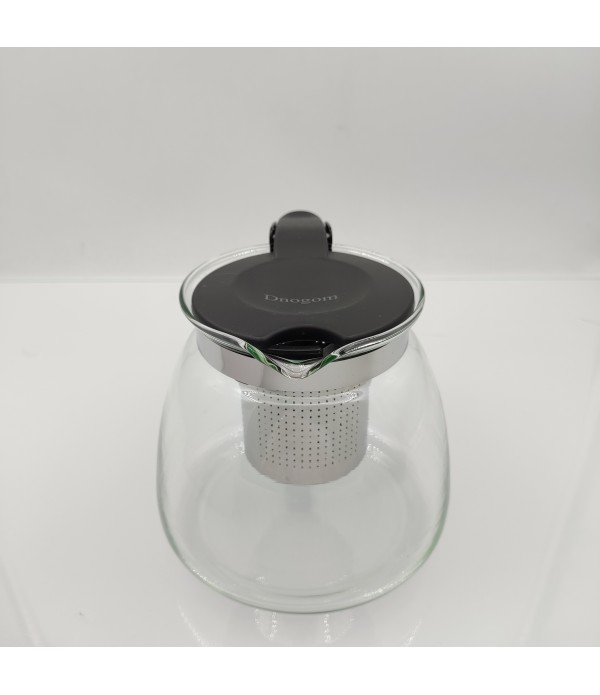 Dnogom Black Glass Tea Pot with Stainless Steel an...