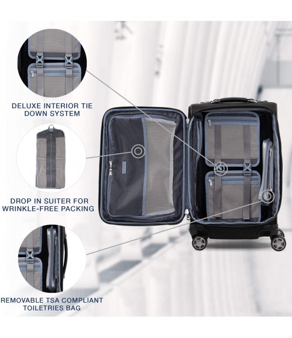 Travelpro Platinum Elite-Softside Expandable Spinner Wheel Luggage, Shadow Black, Carry-On 21-Inch
