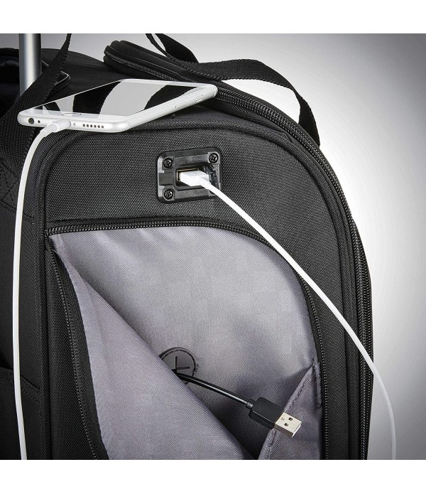 Samsonite Underseat Carry-On Spinner With USB Port, Jet Black, One Size